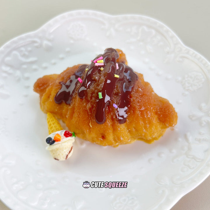 Handmade Food Taba Squishy Pink Flavored Croissant